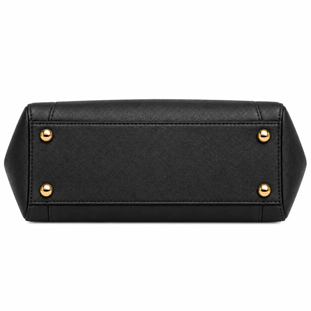 Erova Black Pebbled Leather Satchel with Handles3